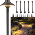 Gardenreet Brass Low Voltage Pathway Lights - 12V Landscape Path Lights Wired, LED Walkway Light Waterproof IP65, Hat Shaped ‎Classic Bronze for Outdoor Entrance Garden G4 Bulb Not Included (6 Pack)