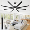 84 Inch Large Ceiling Fan with Lights & Remote, Black Modern Design, 8 Iron Blades & 15000 CFM High Airflow, Quiet Reversible DC Motor, 3CCT Lighting, 3 Downrods -for Bedroom, Living Room