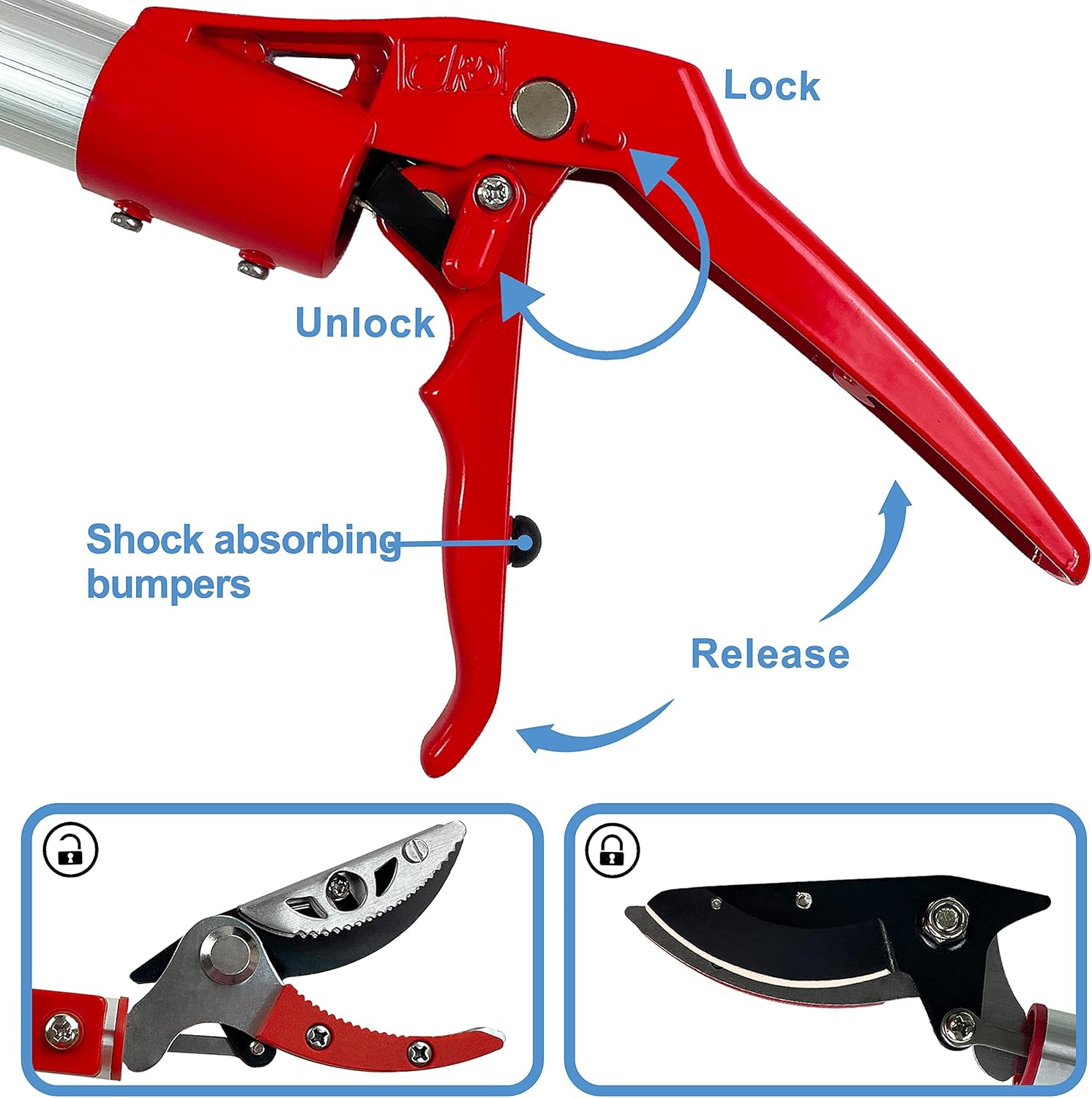 Extendable Tree Pruner & Trimmer 4 Section Telescoping Pole | 4.5-11.5 FT, Cut and Hold Clippers, Branch Cutter, Pole Saw, Lopper & Fruit Picker Tool, Long Handle Pruning Shears