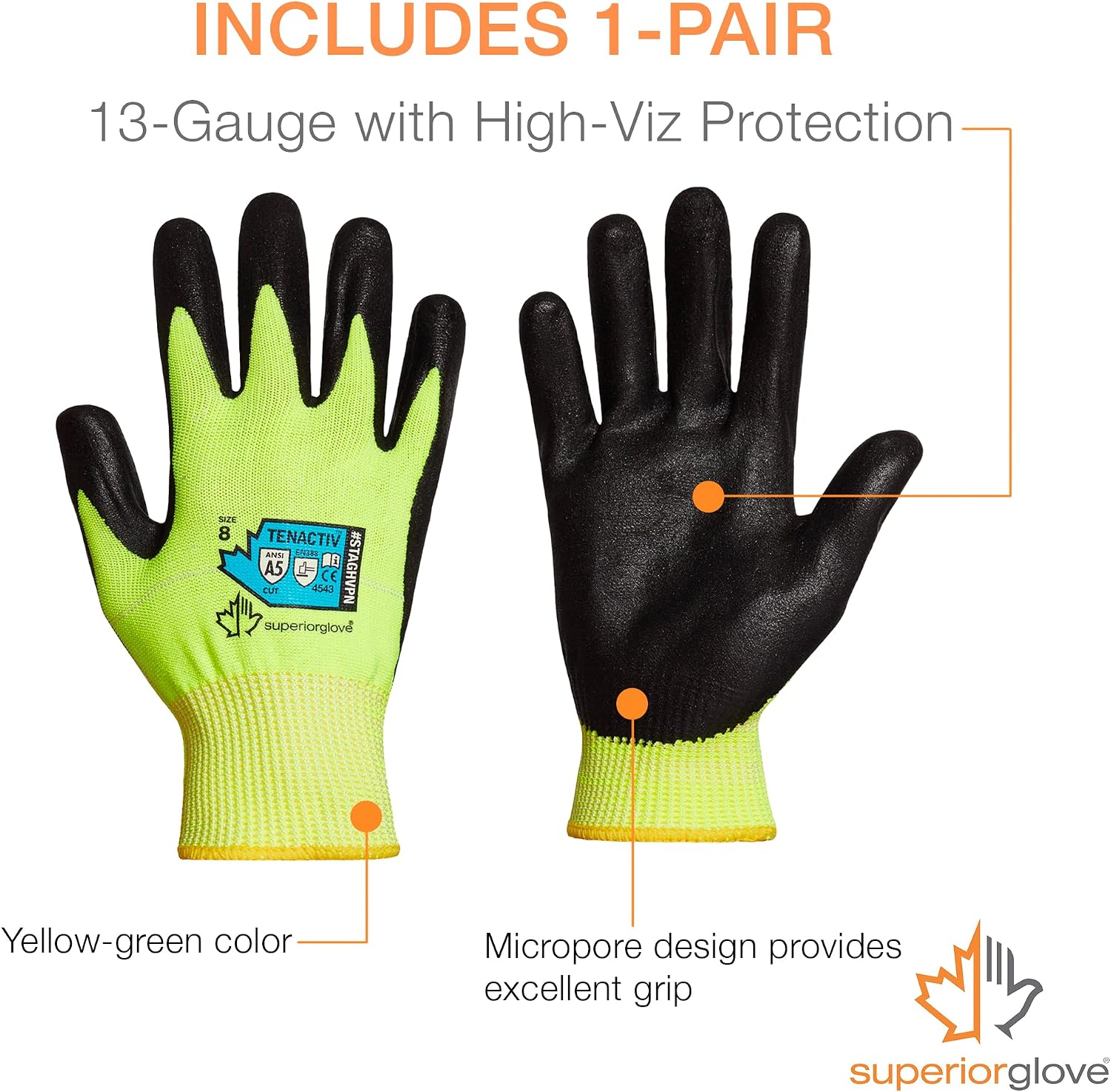 Superior Heavy Duty Gardening Gloves for Yard Work – Form Fitting Landscaping Glove Puncture Resistant with Composite Knit Breathable Backs - Mens Womens Unisex Design - Size X-Small (1 Pack)