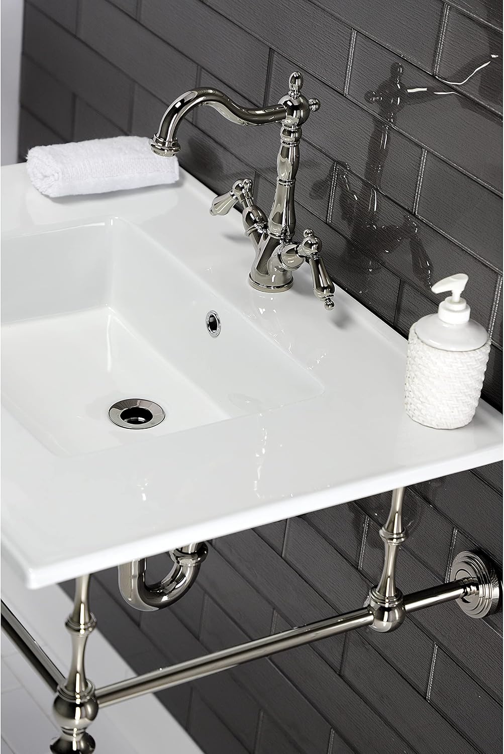 Kingston Brass LBT312271 Continental 31-Inch Ceramic Vanity Sink Top (1 Hole) in White