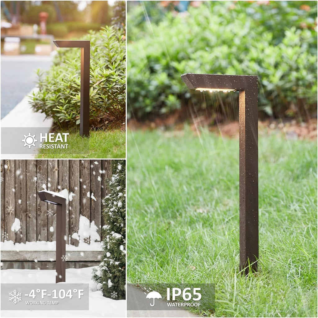 Low Voltage Pathway Lights, 12V 5W LED RGB Color Changing Wired Landscape Path Lights Outdoor for Walkway Driveway Garden of Christmas Halloween, CRI90, Aluminum, Bronze, ETL, Pack of 6