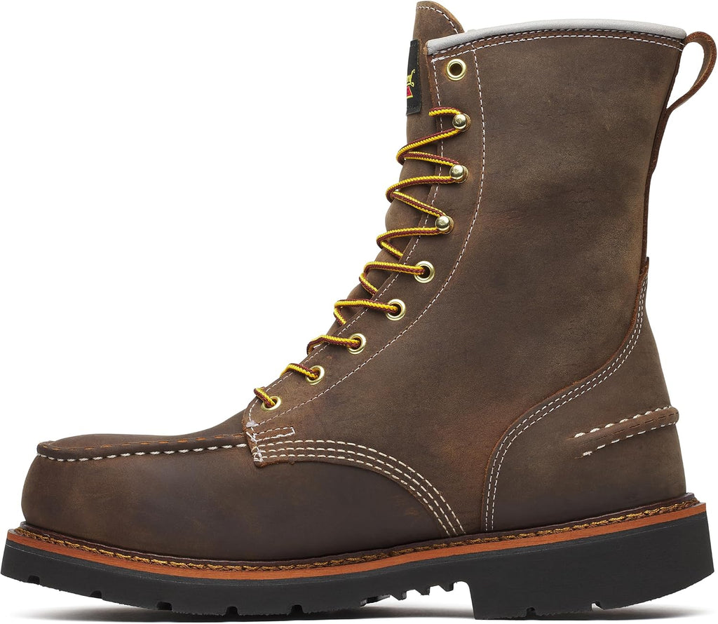 Thorogood 1957 Series 8' Waterproof Steel Toe Work Boots for Men - Full-Grain Leather with Moc Toe, Slip-Resistant Heel Outsole, and Comfort Insole; EH Rated