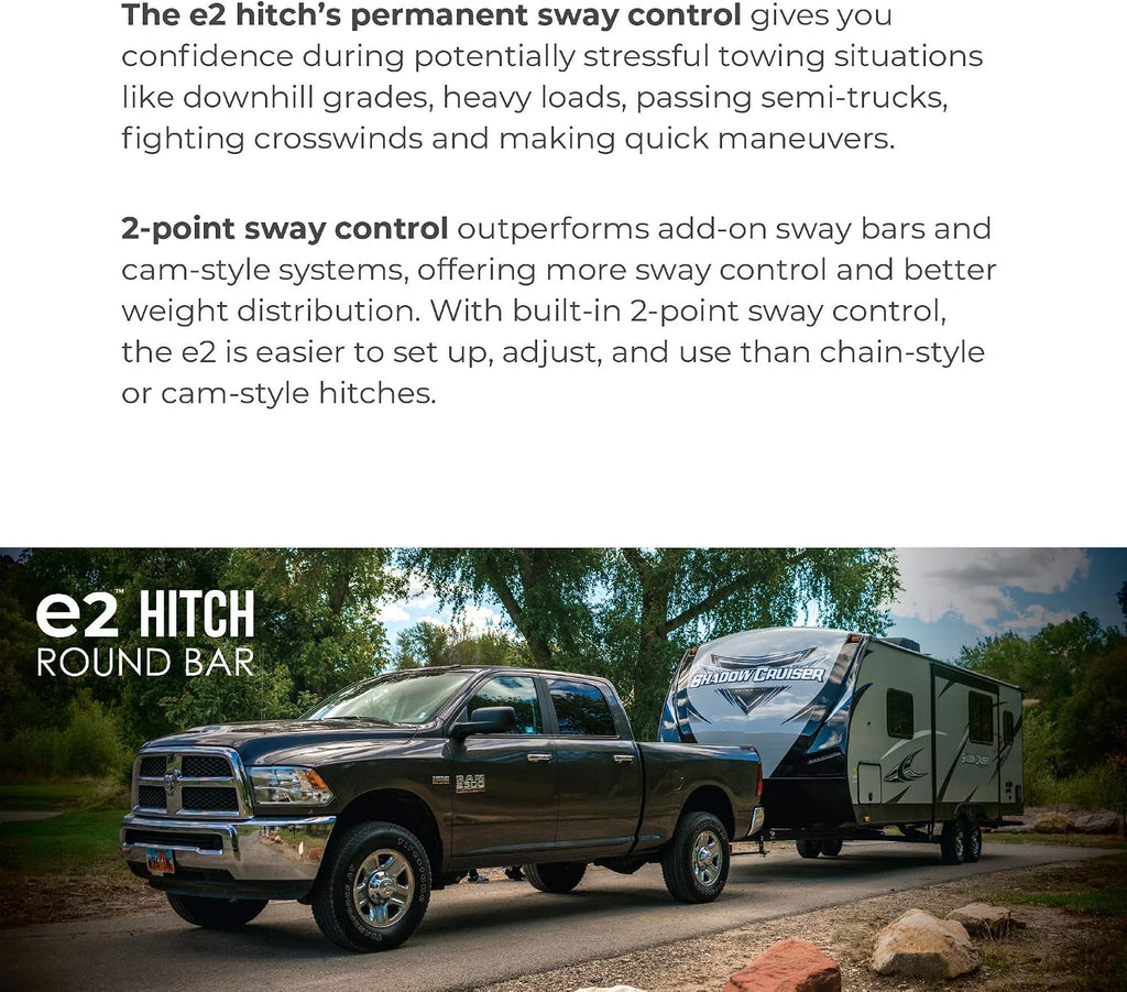 Fastway e2 2-Point Sway Control Round Bar Hitch, 94-00-1033, 10,000 Lbs Trailer Weight Rating, 1,000 Lbs Tongue Weight Rating, Weight Distribution Kit Does NOT Include Hitch Shank Or Ball