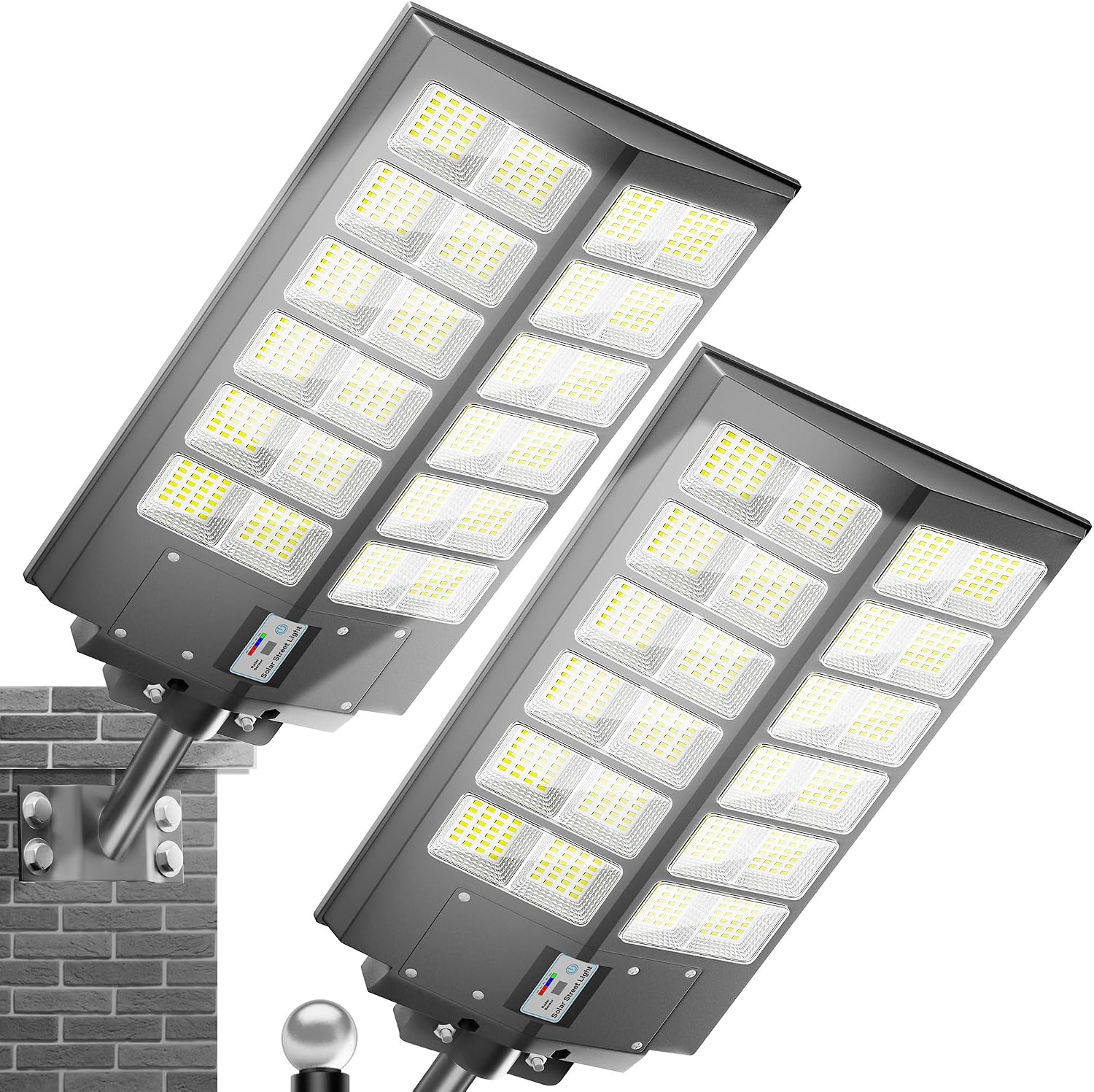 loyoele 9000W Solar Street Lights Outdoor 120000LM, Commercial Parking Lot Light 7000K, Solar Flood Outdoor Lights IP67 Waterproof with Motion Sensor for Road, Garden, Basketball Courts