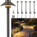 Gardenreet Brass Low Voltage Landscape Lighting - 12V LED Path Lights IP65 Waterproof, Hard-Wired Pathway Light Bronze for Outside Walkway Garden with 3W 2700K Warm White G4 Replaceable Bulb (6 Pack)