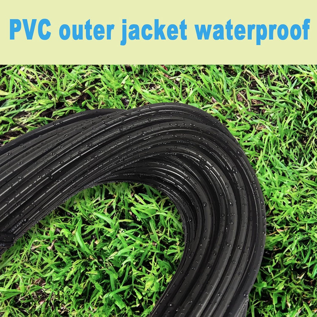 12/2 Low Voltage Landscape Lighting Wire, Outdoor Direct Burial Cable, 12 Gauge 2 Conductor, 250 Feet