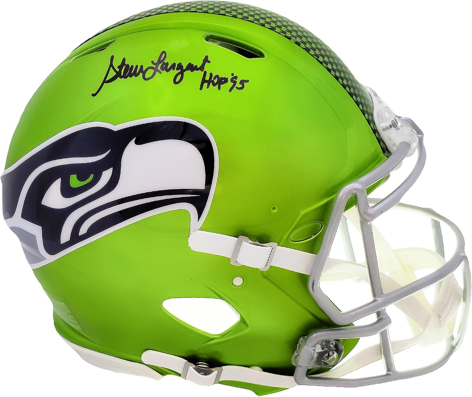 Steve Largent Autographed Seattle Seahawks Flash Full Size Authentic Speed Helmet 'HOF 95' MCS Holo Stock #210459 - Autographed NFL Helmets