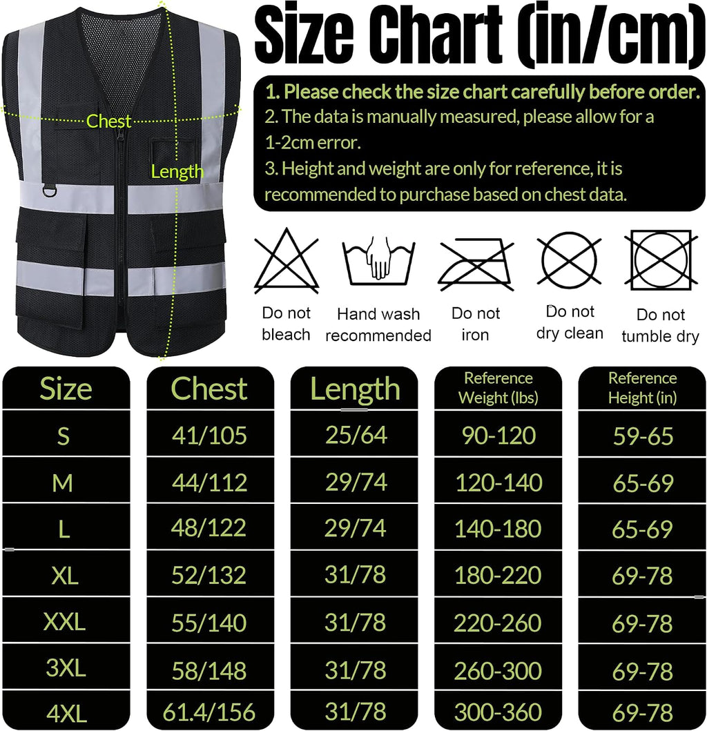 BeautyWill Custom LOGO Safety Vests Reflective Vest Class 2 ANSI with Pockets Zipper High Visibility Construction Uniform
