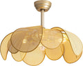 Ceiling Fans with Lights, Fandelier Chandelier Ceiling Fan and Remote,Boho,Flush Mount,Low Profile,for Bedroom,Living Room,Gold