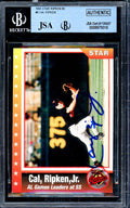 Cal Ripken Jr. Autographed 1995 Star Ripken 80 Card #9 Baltimore Orioles Box Set Beckett BAS #8979318 - Baseball Slabbed Autographed Cards