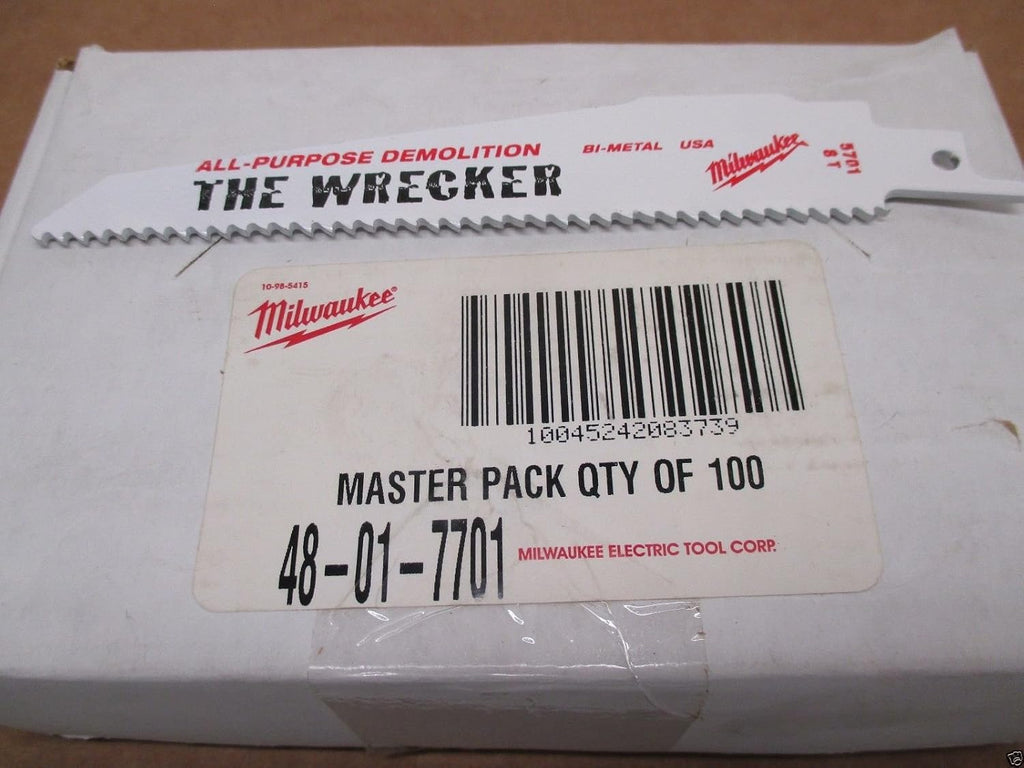 100 Pack Genuine Milwaukee 48-01-7701 6' 8 TPI Sawzall Blade The Wrecker