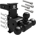 Tyger Auto Adjustable Drop Hitch Tri-Ball Mount with 1-7/8', 2' and 2-5/16' Towing Balls | Fits 2' Receivers | EZ-Align System | 12500 lbs GTW | Carbon Steel | Trailers Boats ATVs RVs | TG-DB6U12058