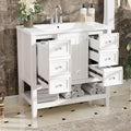 36' Vanity Bathroom Cabinet with Sink Top, Three Multi-Functional Drawers, Open Storage Space, Adjustable Shelf, White