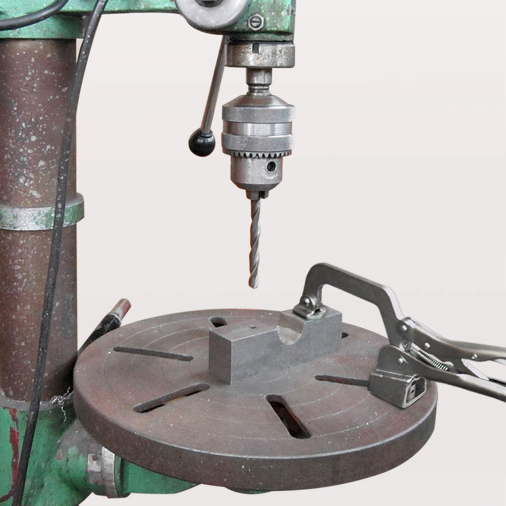 Wilton Low-Profile Drill Press Vise, 4' Jaw Width, 4' Jaw Opening, 1-1/2' Jaw Depth (Model LP4) & Strong Hand Tools PTTD634 Drill Press Clamp with Crank Handle, Quick-Set Hold Down Clamp