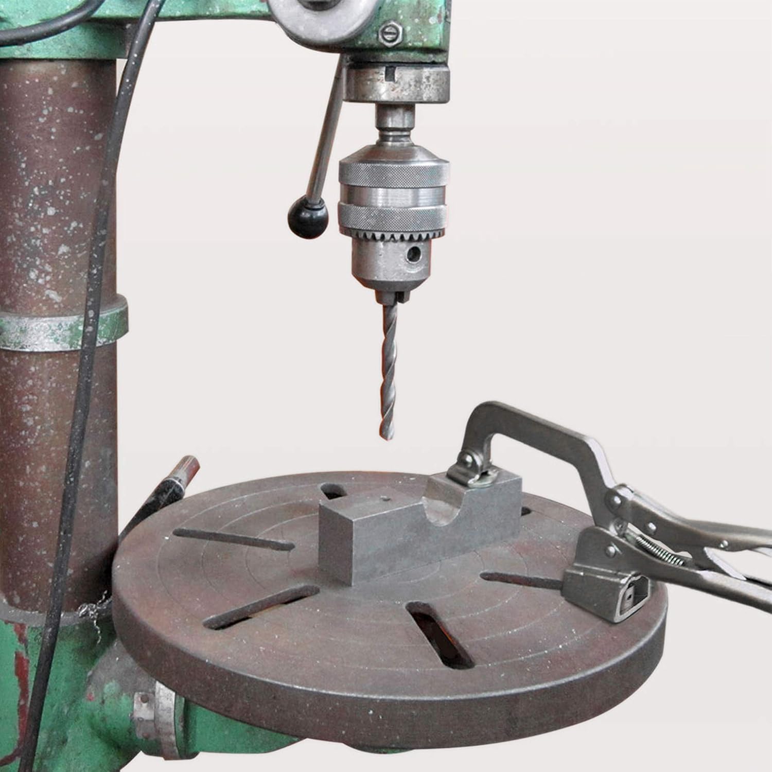 Wilton Low-Profile Drill Press Vise, 4' Jaw Width, 4' Jaw Opening, 1-1/2' Jaw Depth (Model LP4) & Strong Hand Tools PTTD634 Drill Press Clamp with Crank Handle, Quick-Set Hold Down Clamp