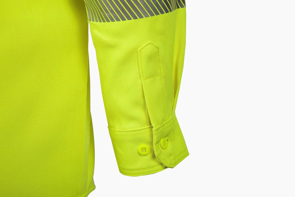 LAPCO FR Modern Hi-Viz Uniform Shirt, Class 3, 5oz. Tecasafe One, Hi-Viz Yellow, Small Long