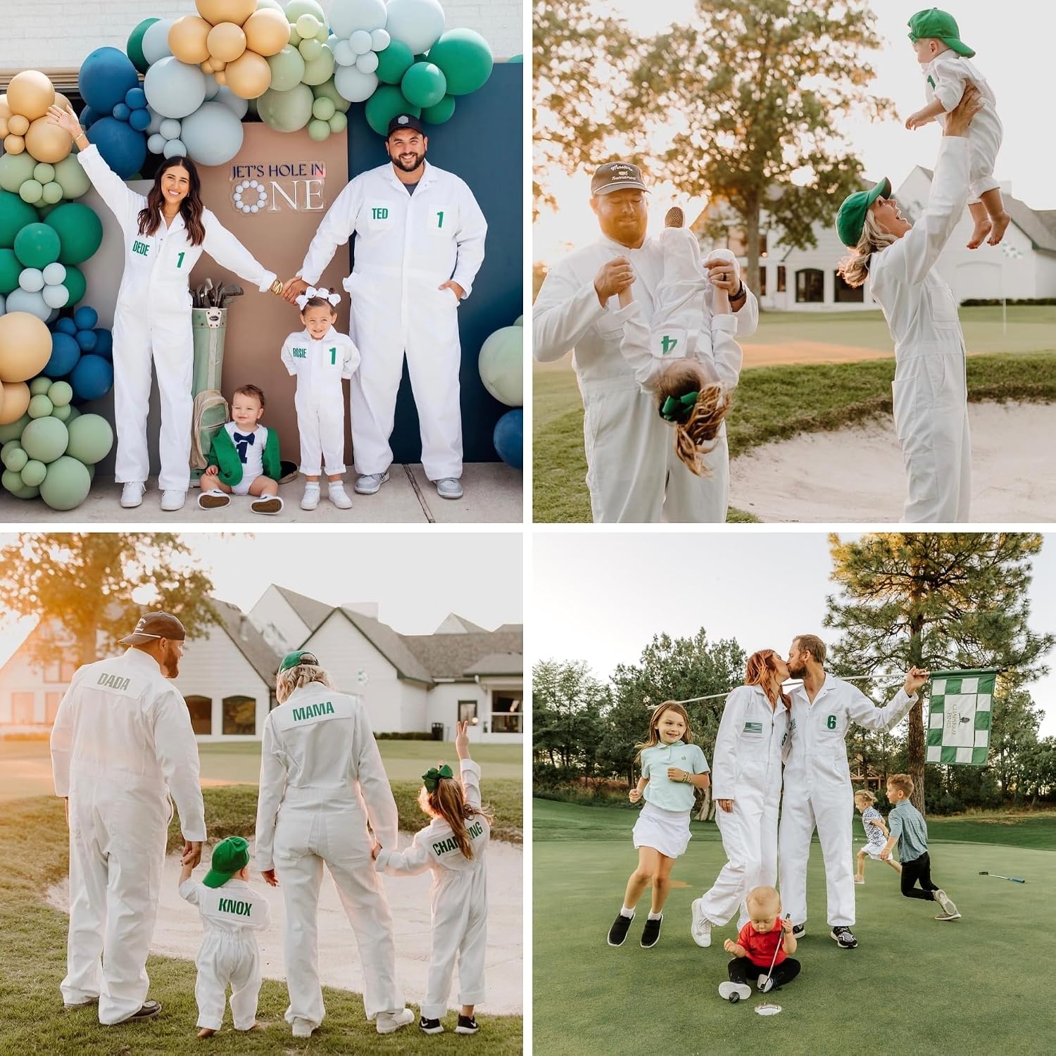 Caddie Adults Uniform Custom Golf Outfit (White) - Caddy Jumpsuit w/2 Front Pocket Patches,1 Back Patch