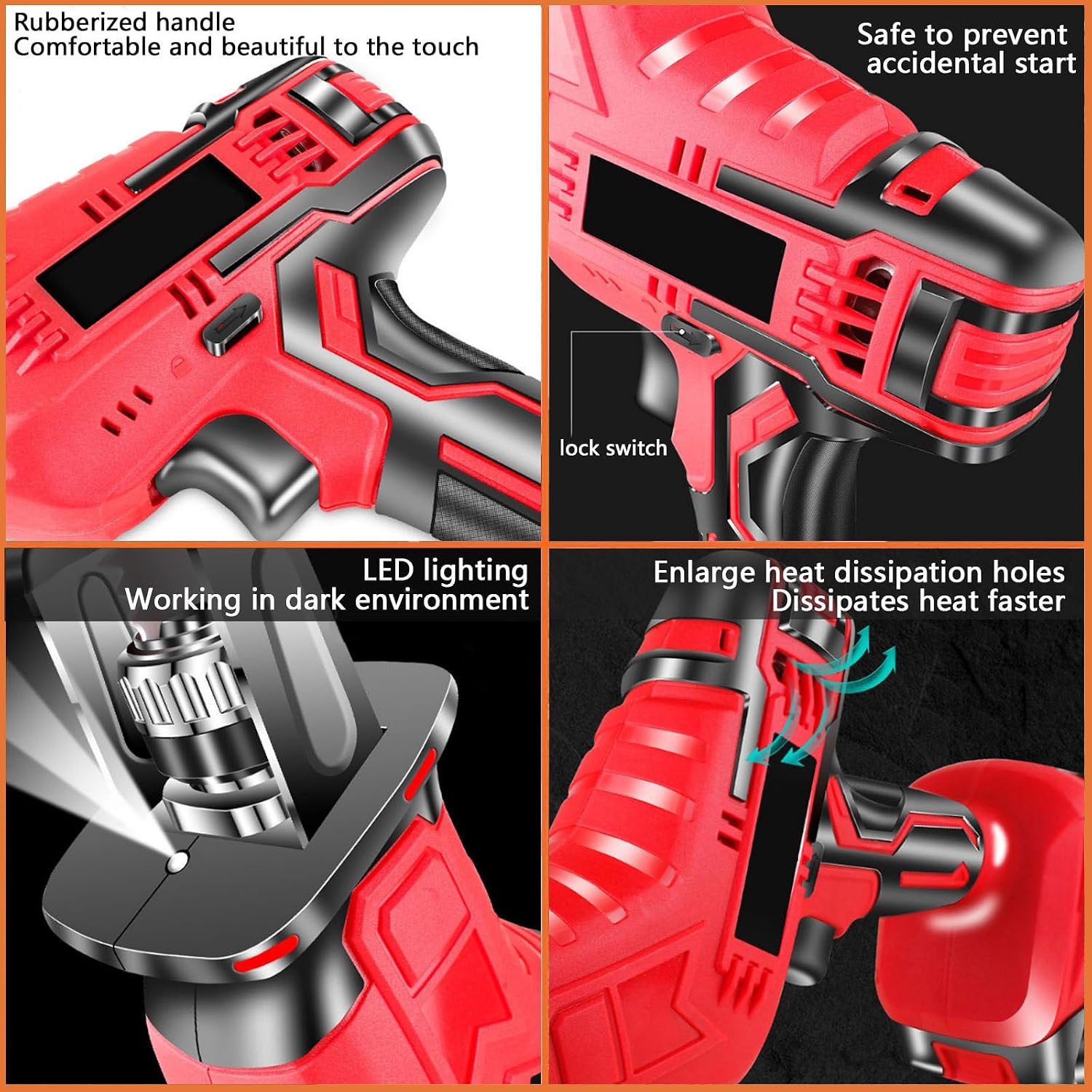 Cordless Reciprocating Saw- Led Illuminated, Electric Saber Saw Set, Cutting Electric Saw,for Cutting Bones/Branches/Metal Pipes Variable Speed