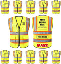 Custom Safety Vest with Logo, High Visibility Reflective Personalized Vest with Pockets and Zipper for Men Women Work