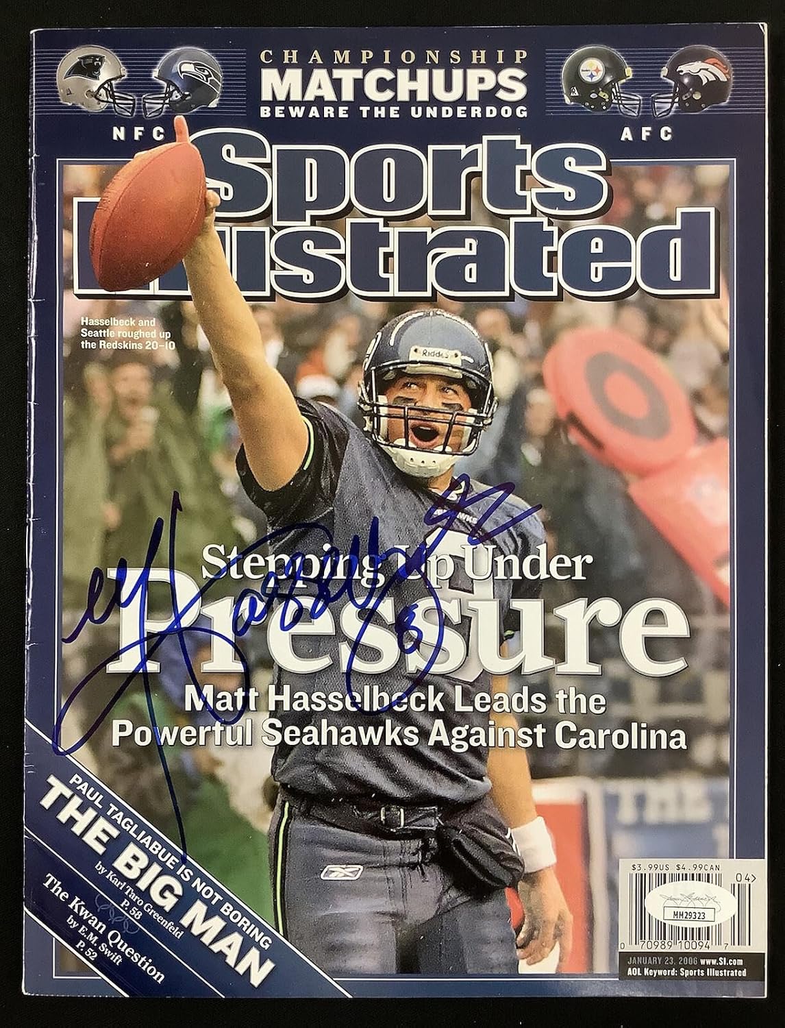 Matt Hasslebeck Signed Sports Illustrated 1/23/06 No Label Seahawks Auto JSA - Autographed NFL Magazines
