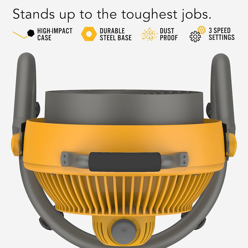 Vornado 293 Large Heavy Duty Shop Fan, 3 Speed Electric Fan, High Impact Casing, IP54-Rated Motor, Whole Room Air Circulator, Pivoting Head, Carry Handle, 16' Floor Fan for Bedroom and Garage, Yellow