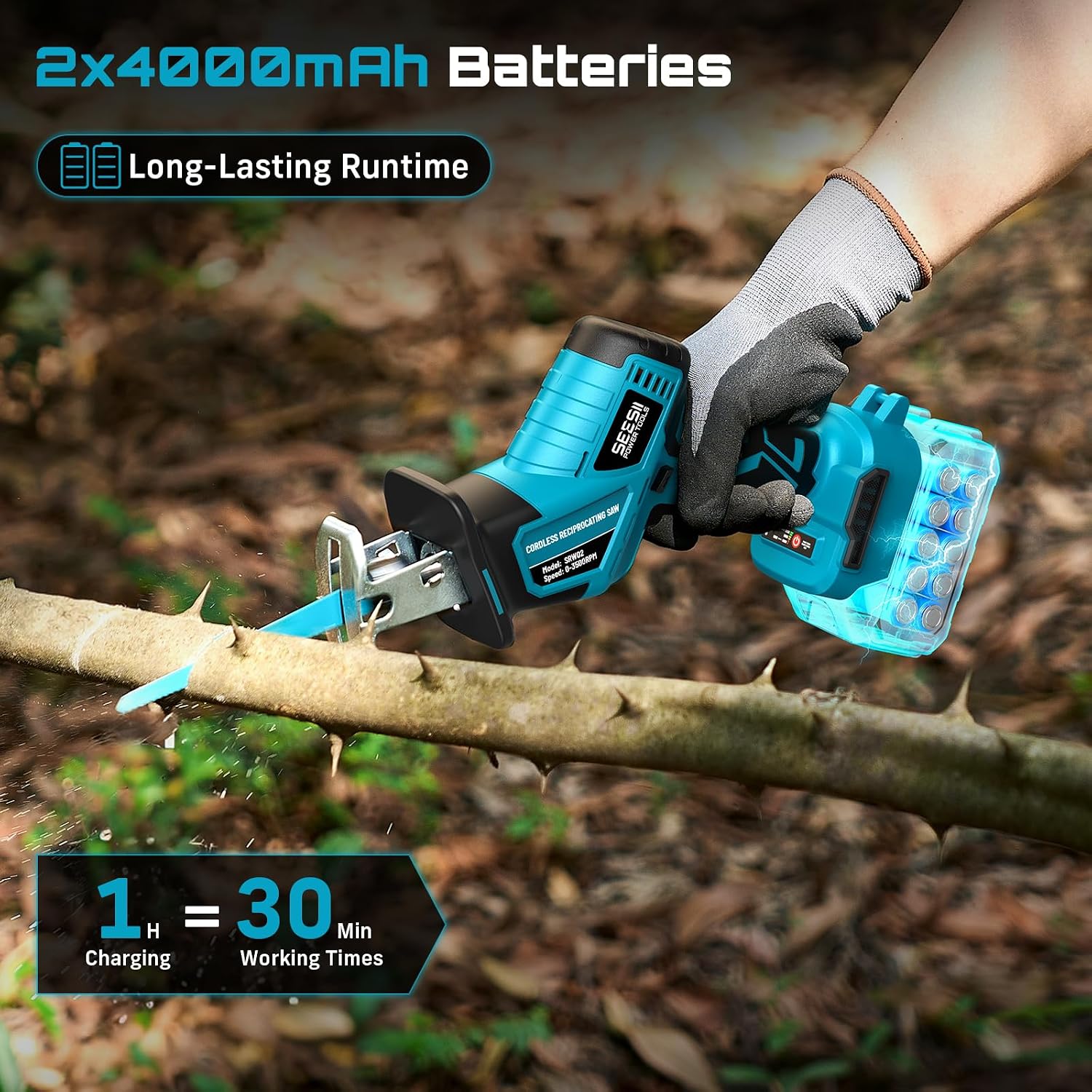 SEESII Bundle Deal Reciprocating Saw Cordless + Cordless Jig Saw for Wood
