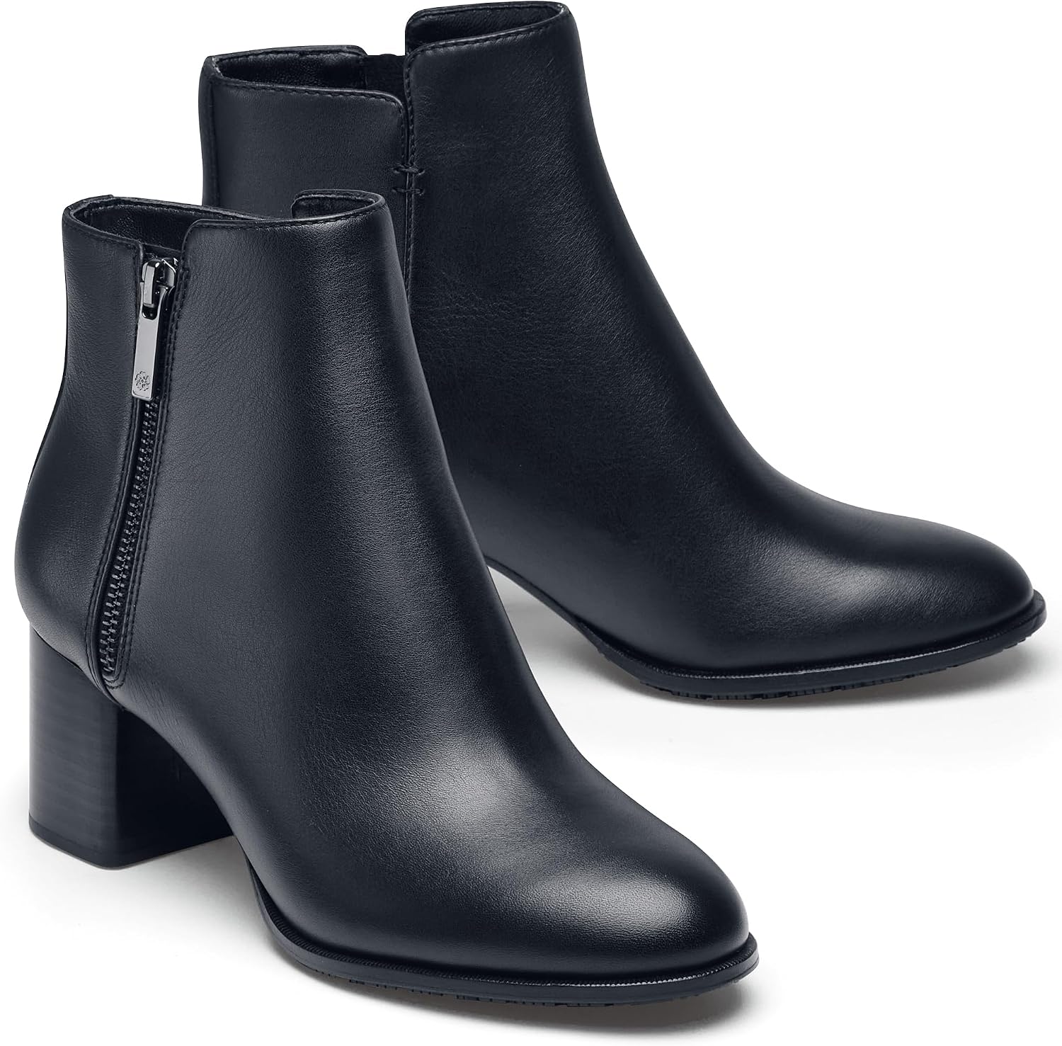 LILA Women's Slip-Resistant Work Zip Booties – Comfortable, Stylish & Non-Slip Mid-Height Ankle Work Boots with Water-Resistant Upper - Ideal for Women in Healthcare, Hospitality & More - Monica