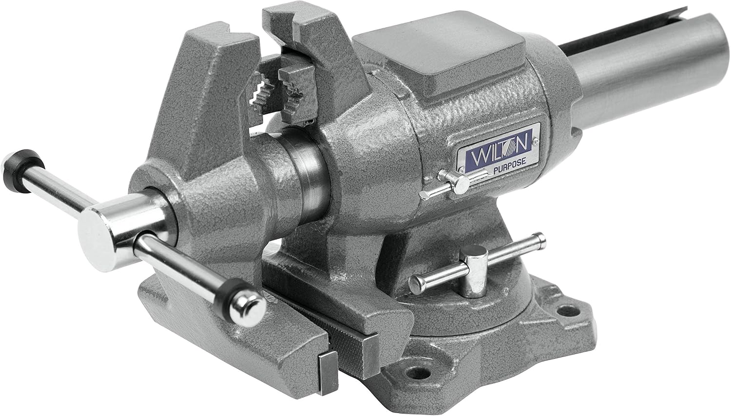 Wilton 4-1/2' Multi-Purpose Bench Vise, 360° Rotating Head & Base, 4' Max Opening (450P) & 5-1/2' Multi-Grip Vise Jaw Pads (21111)