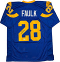 Autographed/Signed Marshall Faulk St. Louis Blue Football Jersey JSA COA