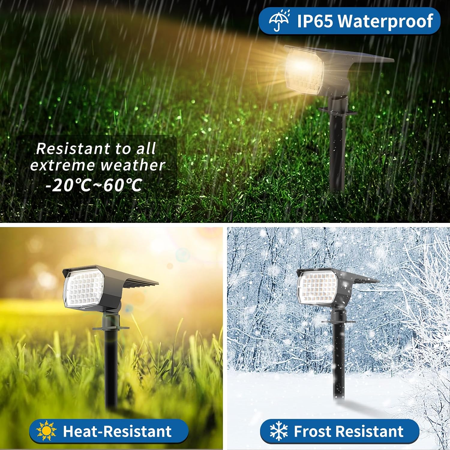WENATY 18 Pack Solar Spot Lights Outdoor, 46 LEDs, Yellow, Floodlight, Outdoor, Solar Powered, Flush Mount, LED, Polished Plastic, 800 Lumen, Waterproof, 4 Count, Removable, Spotlights, Solar Light