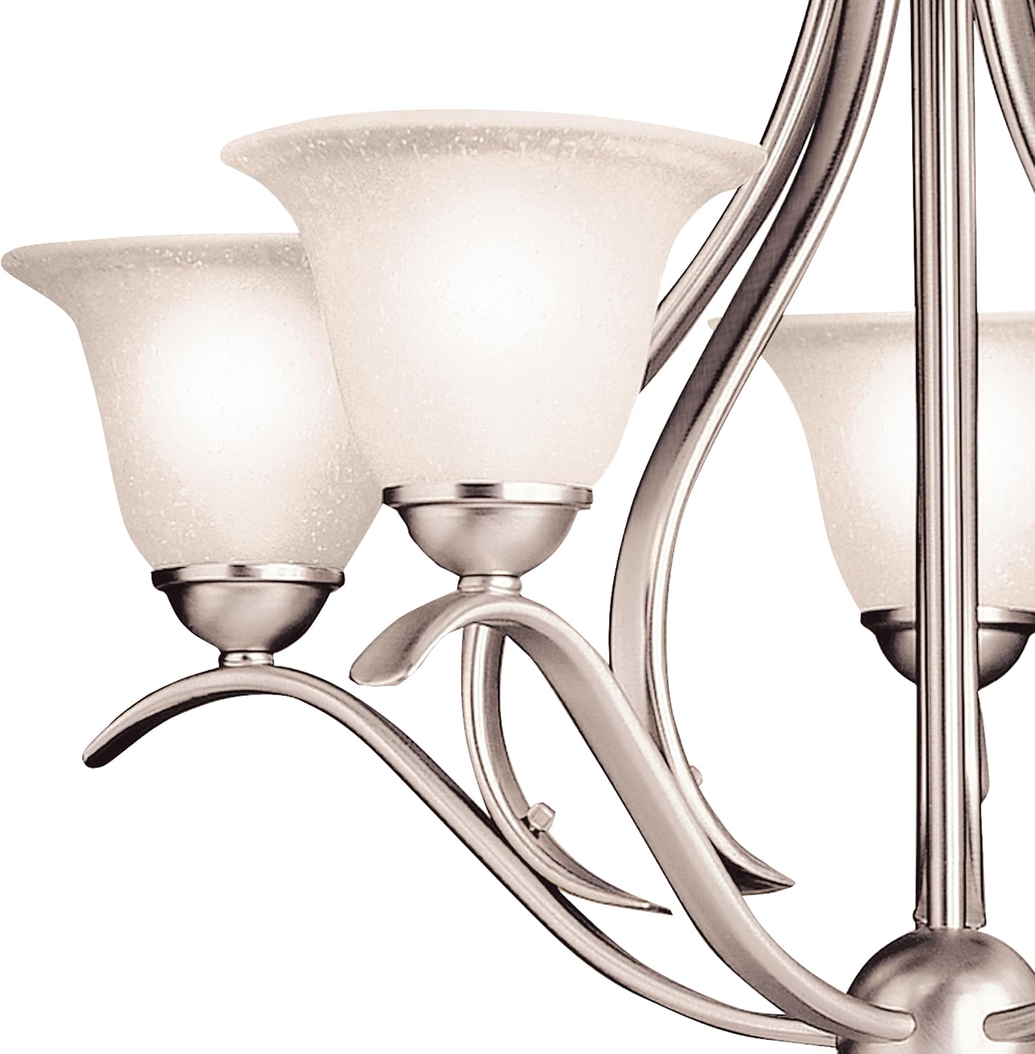 Kichler Dover 5-Light Chandelier with Etched Seeded Glass in Brushed Nickel, Transitional Dining Room or Foyer Light Fixture for High Ceilings (24' x 23'), 2020NI