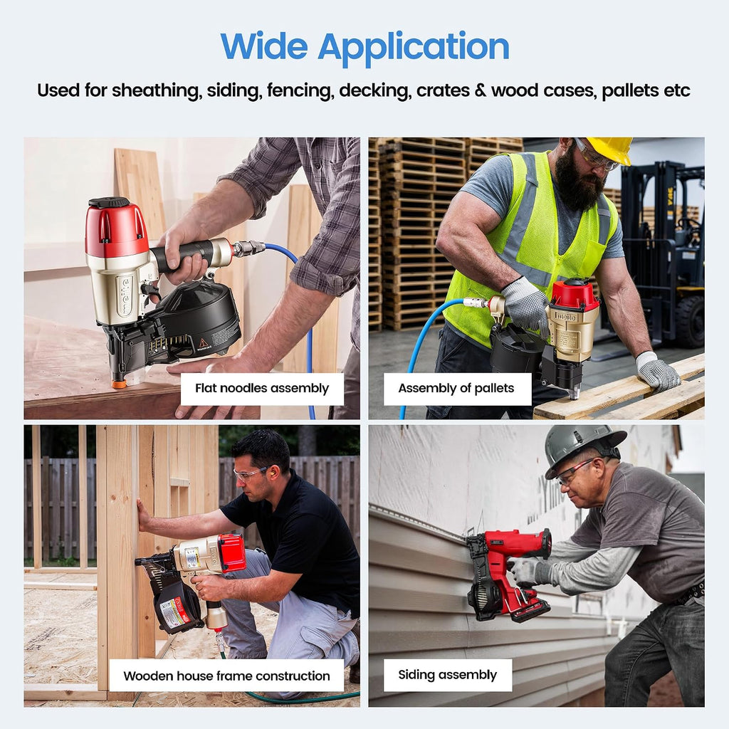 meite Siding Nails 15 Degree Coil Nails 1-1/2 Inch × .083 Inch Ring Shank Wire Collated Nails 14,000PCS, Electro-Galvanized Full Round Head Siding Nails for Coil Nailer Sheathing Decking Fencing
