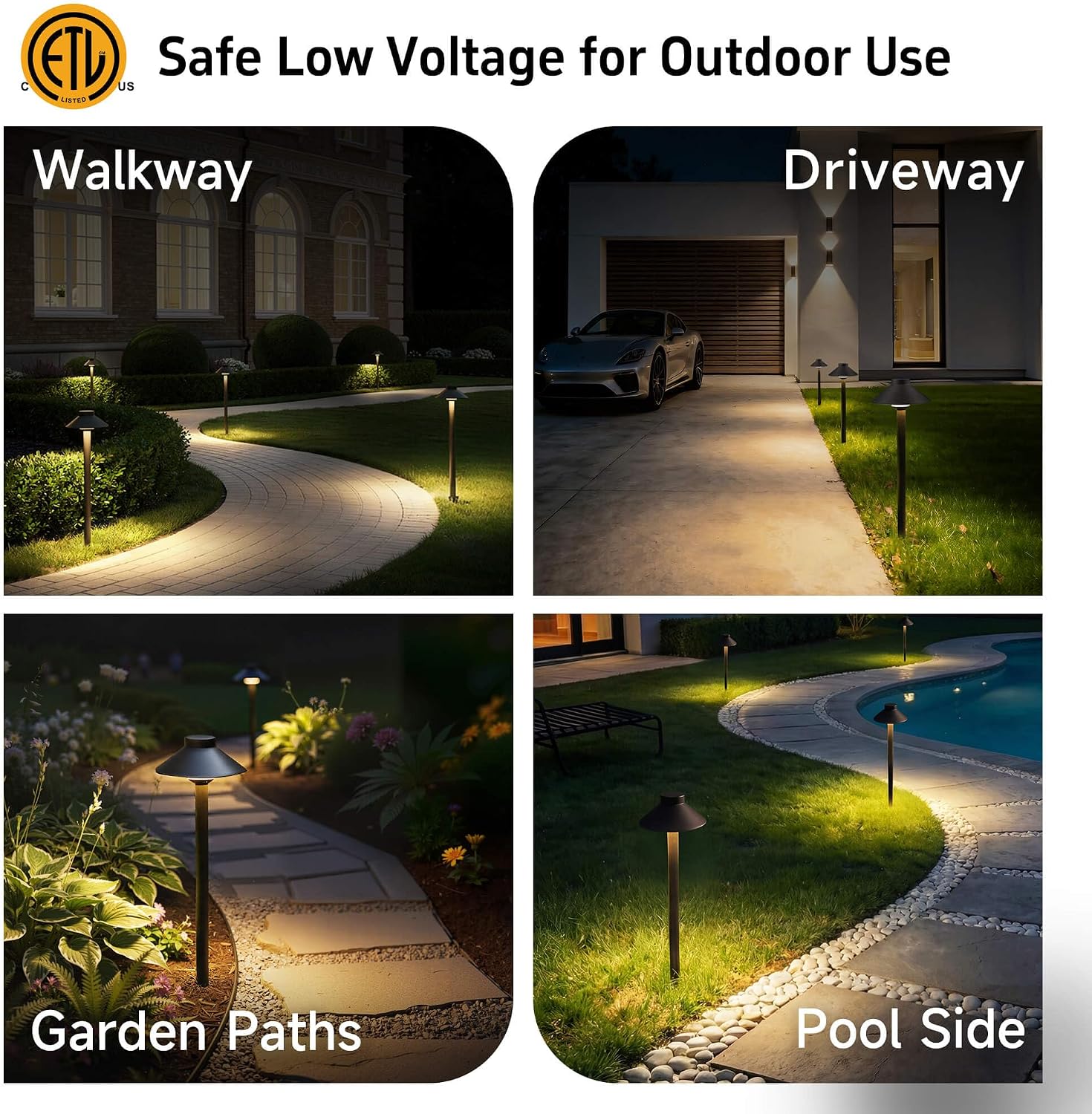Gardenreet Brass Low Voltage Landscape Lighting - 12V LED Path Lights IP65 Waterproof, Hard-Wired Pathway Light Bronze for Outside Walkway Garden with 3W 2700K Warm White G4 Replaceable Bulb (6 Pack)