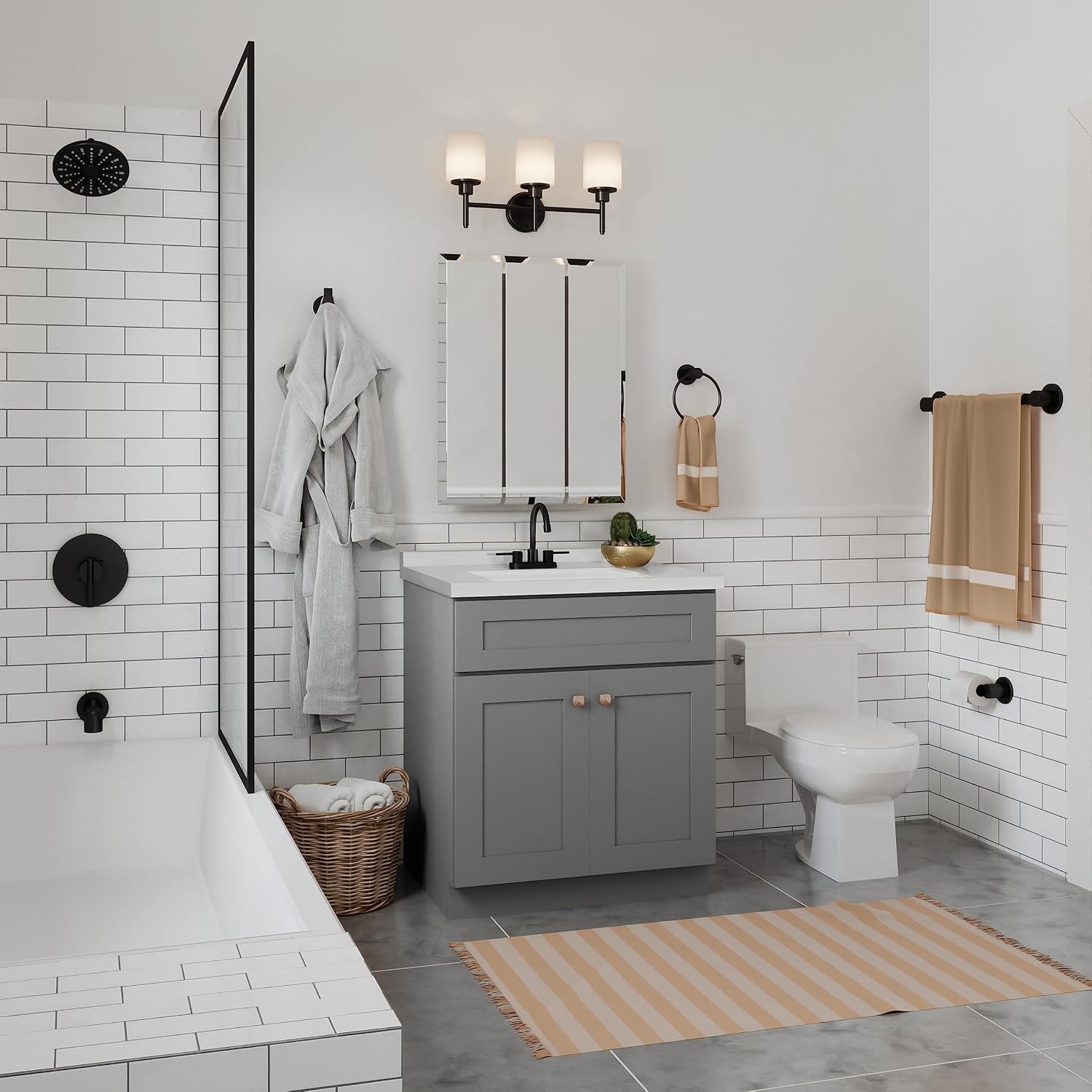 Design House 31-Inch Camilla Cultured Marble Vanity Top Single Bowl Sink 4-Inch Centerset with Integrated Backsplash, Solid White