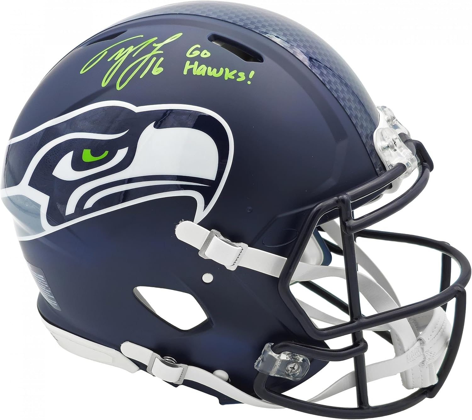 Tyler Lockett Autographed Seattle Seahawks Full Size Speed Authentic Helmet 'Go Hawks' MCS Holo Stock #236375 - Autographed NFL Helmets