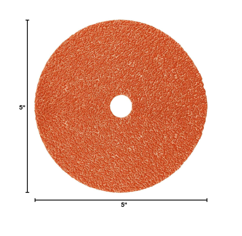 3M Fibre Disc 987C - 60+ Grit Metal Grinding Disc - Ceramic Precision Shaped Grain - for Angle Grinders - 5' x 7/8' Center Hole, Pack of 100