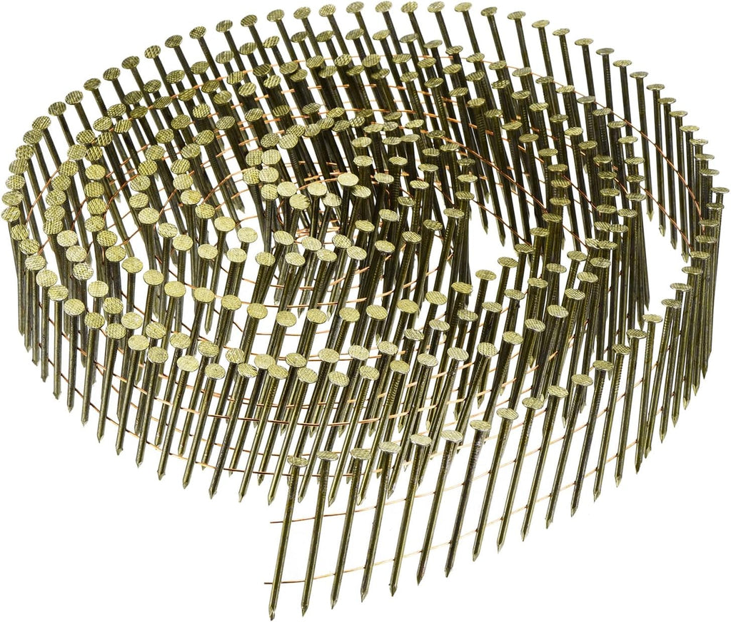 uxcell 7200 Count Siding Nails 2' x 0.091' 15-Degree Ring Shank Full Round Head Collated Wire Coil for Lath and Sheathing Materials