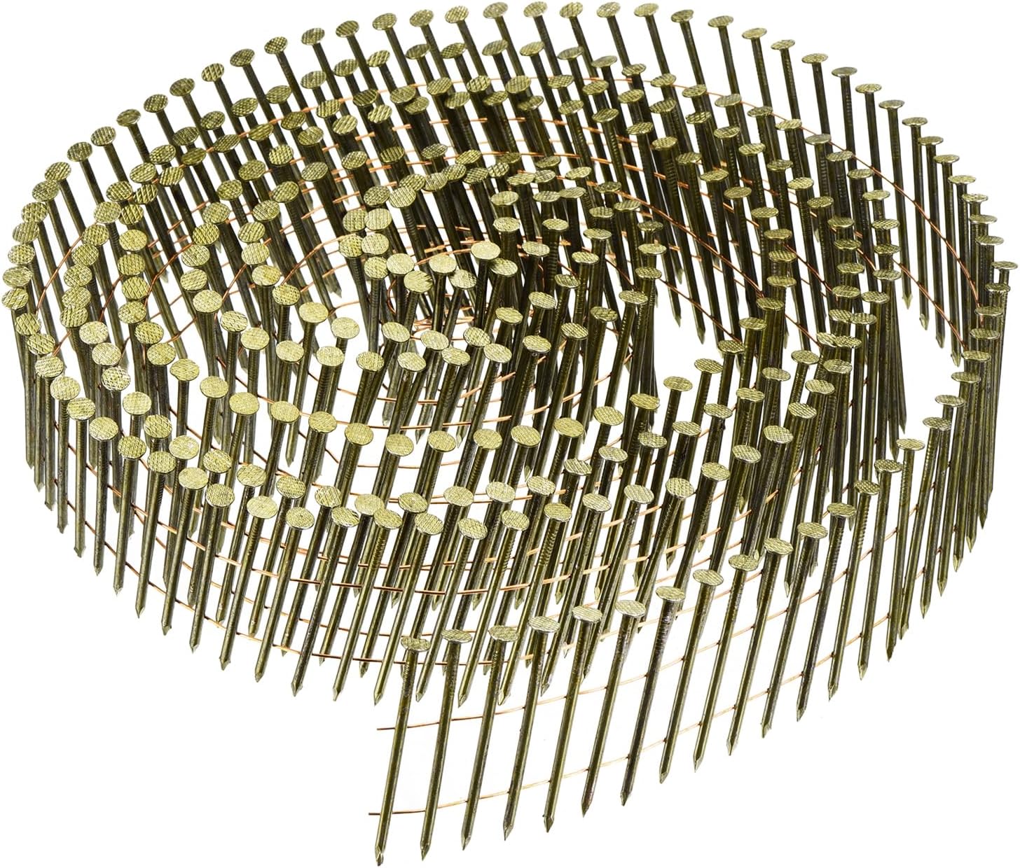 uxcell 7200 Count Siding Nails 2' x 0.091' 15-Degree Ring Shank Full Round Head Collated Wire Coil for Lath and Sheathing Materials