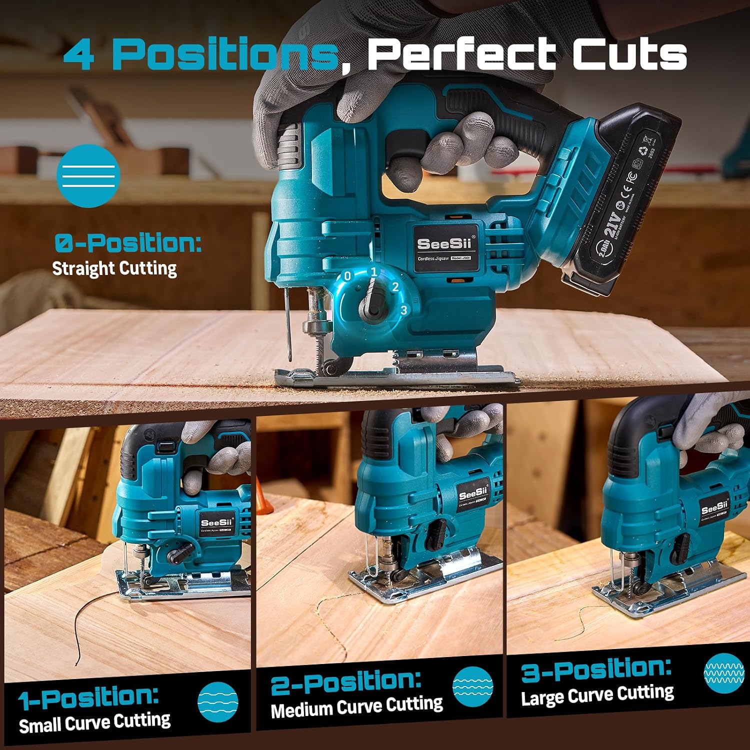 SEESII Bundle Deal Reciprocating Saw Cordless + Cordless Jig Saw for Wood