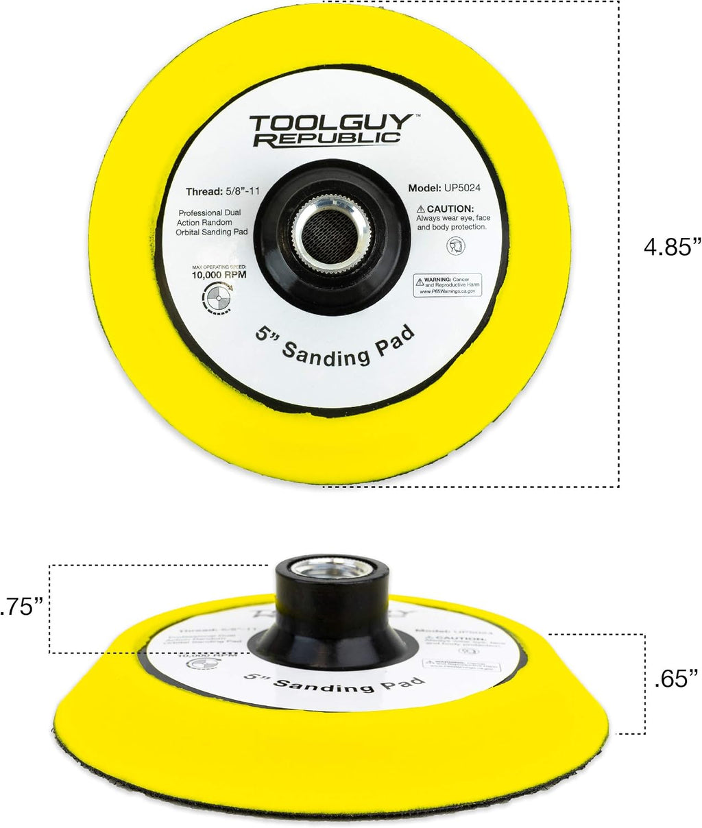 TGR 5' Hook and Loop Sanding Pad with 5/8-11 Threads (10 Pack + 1 Bonus Pad)