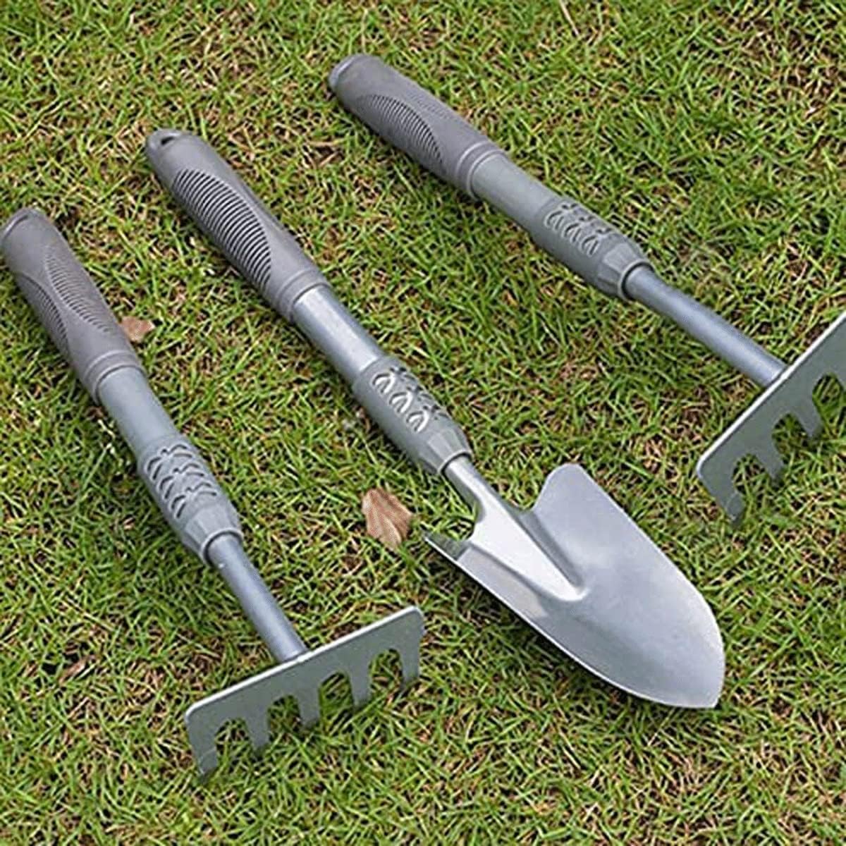 Planting Tools Practical Set Home Gardening Flower Shovel Planting Flowers and Vegetables Small Shovel Silver Three-Piece Set Gardening Gifts for Women Men (Color : Silver)