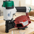 NVH45 Roofing Nail Gun, 15 Degree Pneumatic Pistolas Para Roofing, 7/8' to 1-3/4' Nails Compatibility, 3/8 NPT Air Connector, 120-Pcs Load Capacity for Roofing Constructions(Wht-Grn Ver)