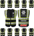 Custom Safety Vest with Logo, High Visibility Reflective Personalized Vest with Pockets and Zipper for Men Women Work