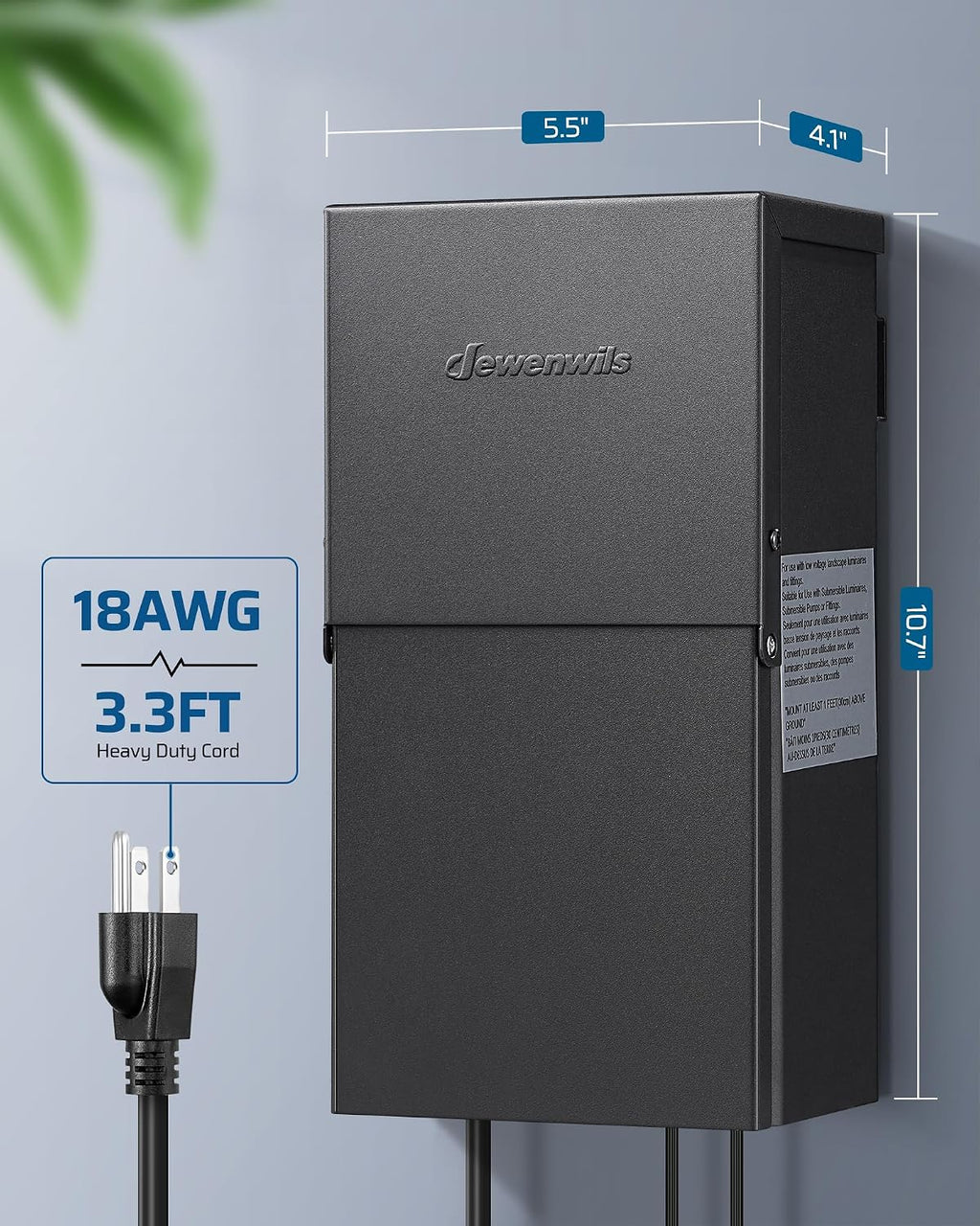 DEWENWILS 300W Low Voltage Landscape Transformer with 2 Zones, 120V AC to 15V DC, Low Voltage Transformer with LED Screen, Photocell Sensor & Timer, Weatherproof Metal Shell for Spotlight Steplight