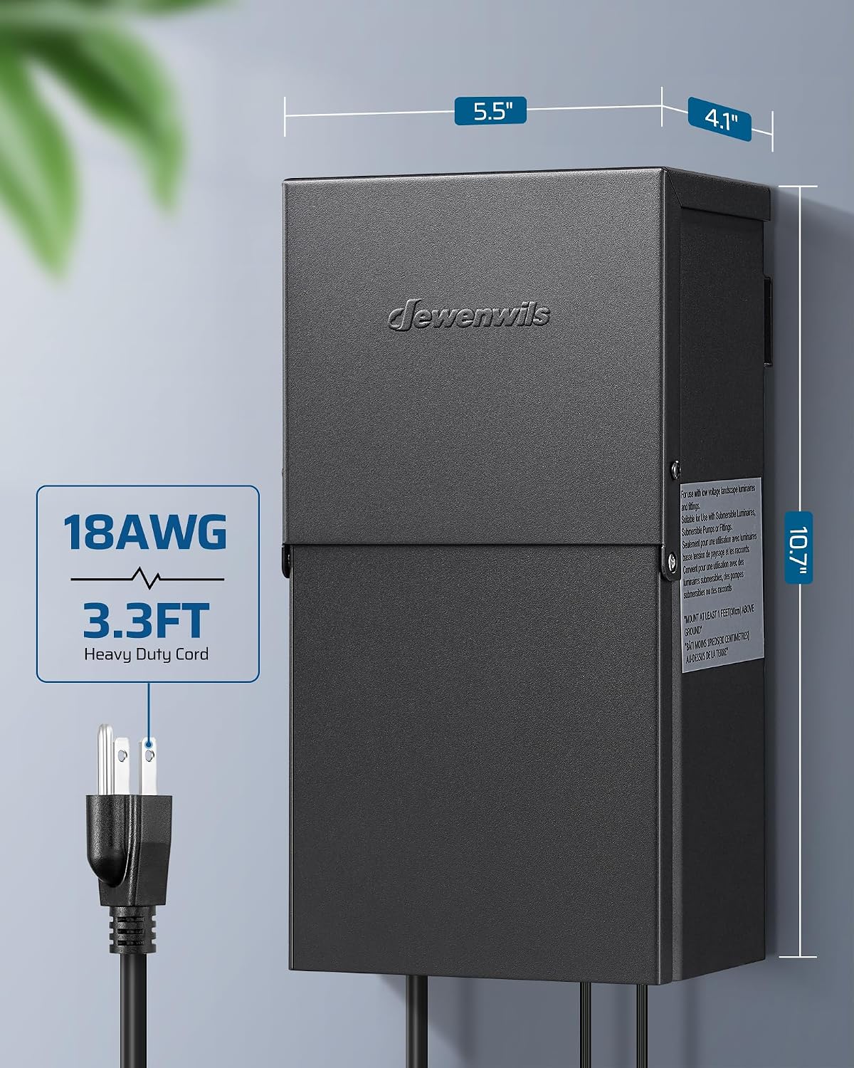 DEWENWILS 300W Low Voltage Landscape Transformer with 2 Zones, 120V AC to 15V DC, Low Voltage Transformer with LED Screen, Photocell Sensor & Timer, Weatherproof Metal Shell for Spotlight Steplight
