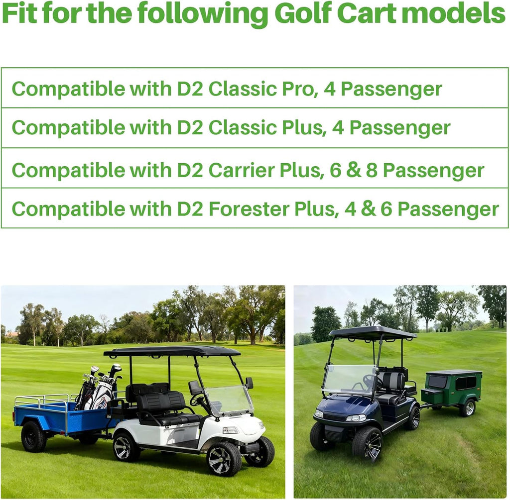 Upgraded Golf Cart Trailer Hitch Kit with 2' Receiver, Heavy Duty Rear Tow Hitch with Trailer Ball, Compatible with Evolution D2 Classic Carrier & Forester Plus, EV Golf Cart Accessories