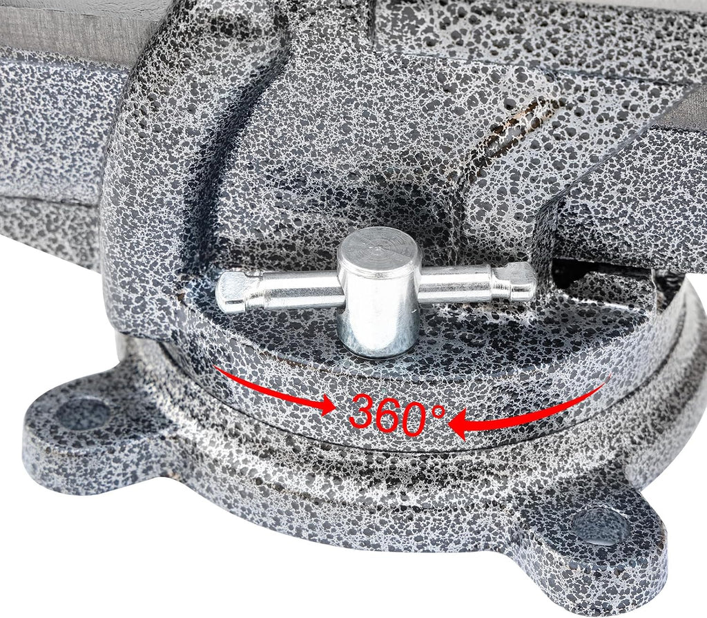KAKA INDUSTRIAL Bench Vises 3 Inch Jaw Width, 3.5 Inch Jaw Opening Homeowner's Vise, Swivel Base Heavy Duty, for Drilling, Pipe Cutting, Woodworking HPS-75