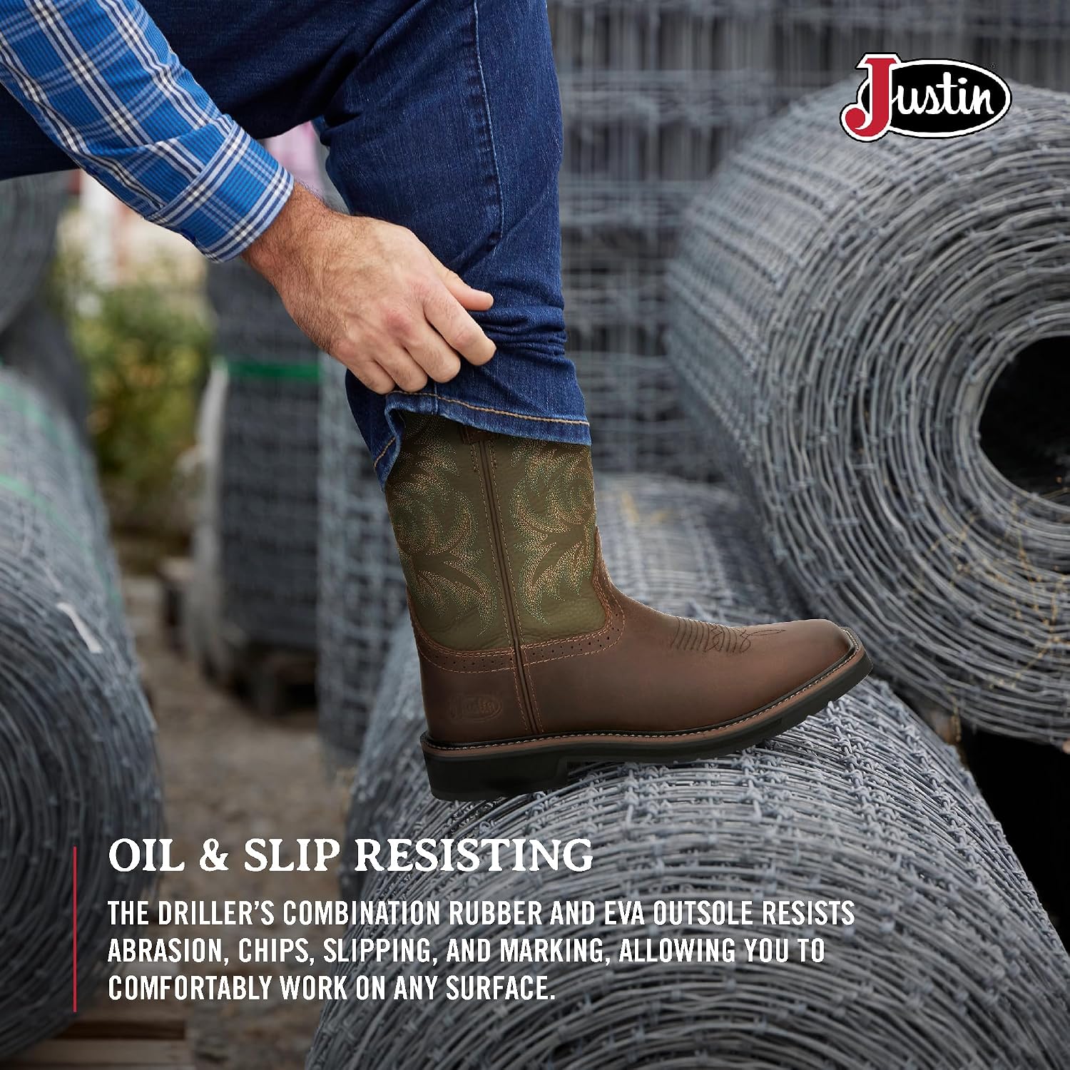 Justin Switch 11'' Composite Toe Work Boots - Men's Safety Footwear, Slip-Resistant, ASTM Rated
