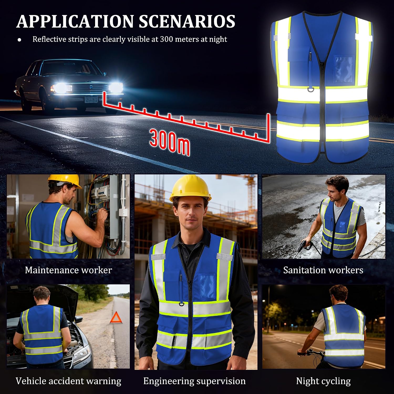 Custom Safety Vest with Logo, High Visibility Reflective Personalized Vest with Pockets and Zipper for Men Women Work